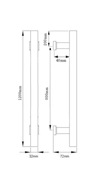 Gunmetal Stainless Steel 1200mm - Entry Door Pull Handle Set