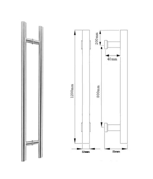 Stainless Steel 1200mm Entry Door Pull Handles - Pair