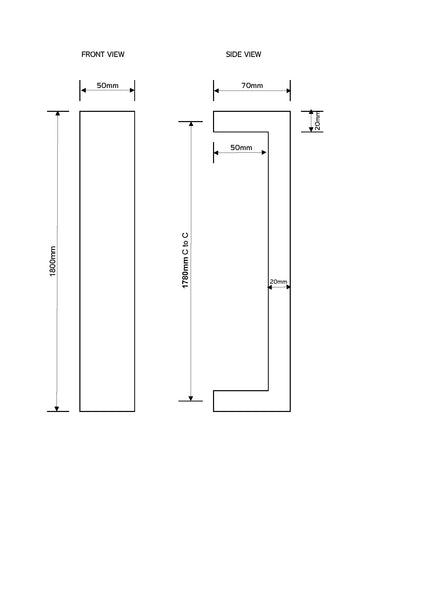 Matt Black 1800mm Entry Door pull Handle set - (Urban Series) 2NDS CLEARANCE