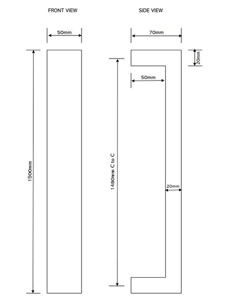 Matt Black 1500mm Entry Door pull Handle set - (Urban Series) 2NDS CLEARANCE