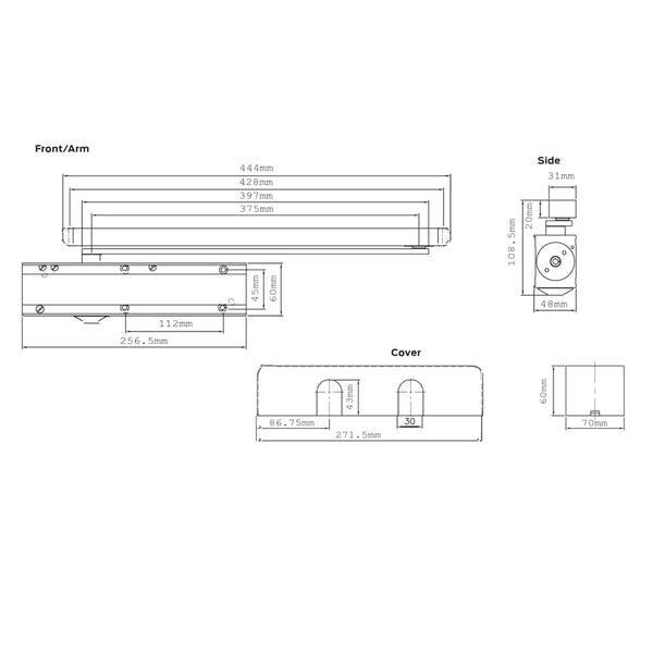 Allegion - Briton EN1-5 2720 Cam Action Door Closer Pull Side Fire Rated Satin Stainless Steel