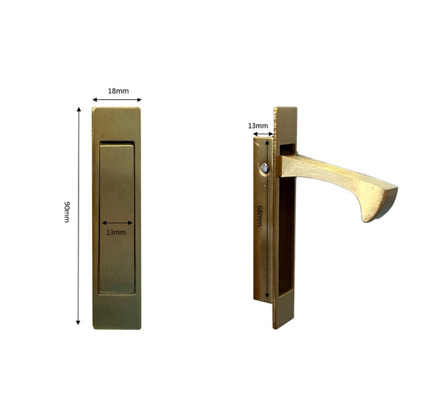 Brushed Brass Sliding Door Edge Pull Handle