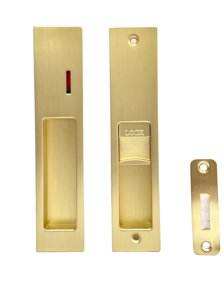 Brushed Brass Privacy Lock - Sliding Door - Slimline Series