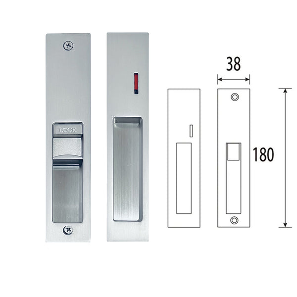 Matt Stainless Steel Privacy Lockset - Sliding Door - Slimline Series