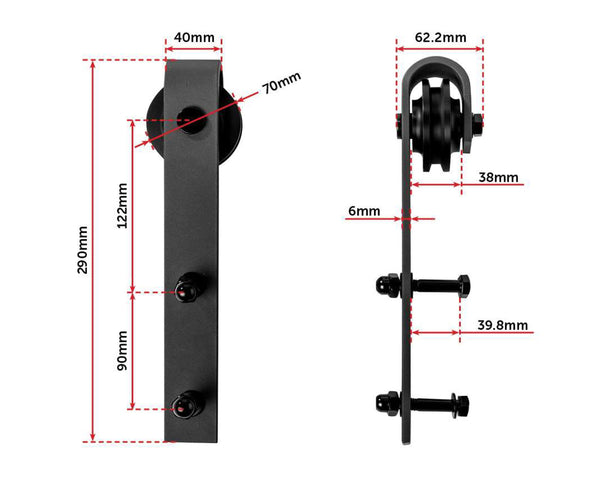 Matt Black Barn Door Track Roller