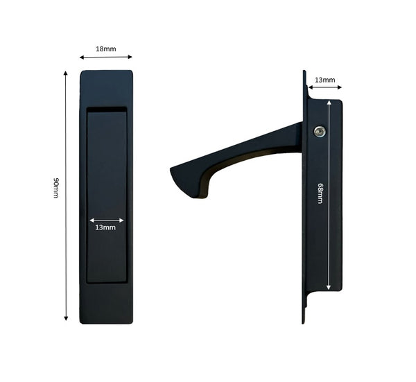 Matt Black Sliding Door Edge Pull Handle