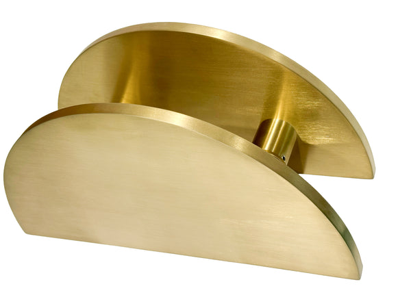 Brushed Brass Half Moon Entry Door Pull Handles- MEZZA LUNA 300 (Pair)