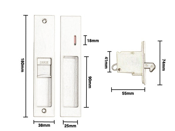 Brushed Brass Privacy Lock - Sliding Door - Slimline Series