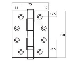 Black 100 x 75mm Hinges (2 of)