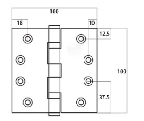 Black 100 x 100mm Ball Bearing Hinges (4 Pack)