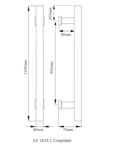 Copper Tinted - 1200mm Entry Door Pull Handles - Pair