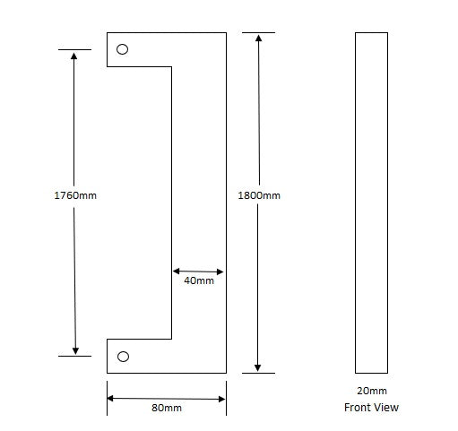 Stainless Steel 1800mm Entry Door Pull Handle Set - Back to Back