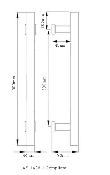 Copper Tinted  - 900mm Entry Door Pull Handles - Pair