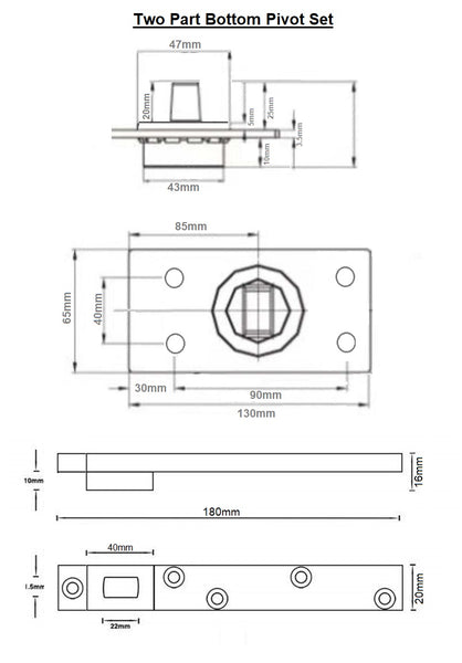 Heavy Duty Pivot Door Hinge Set