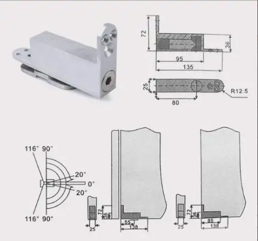 Self-Closing Pivot Door Hinge Set