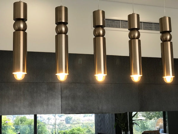 Large Tube Pendant Light - Bronze Gold