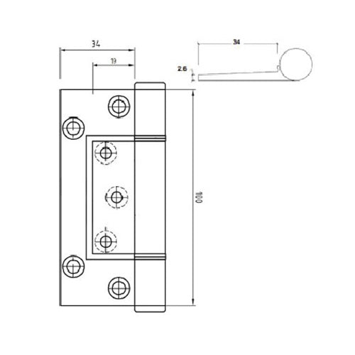 White Fast Fix Tapered Hinge (3 of)