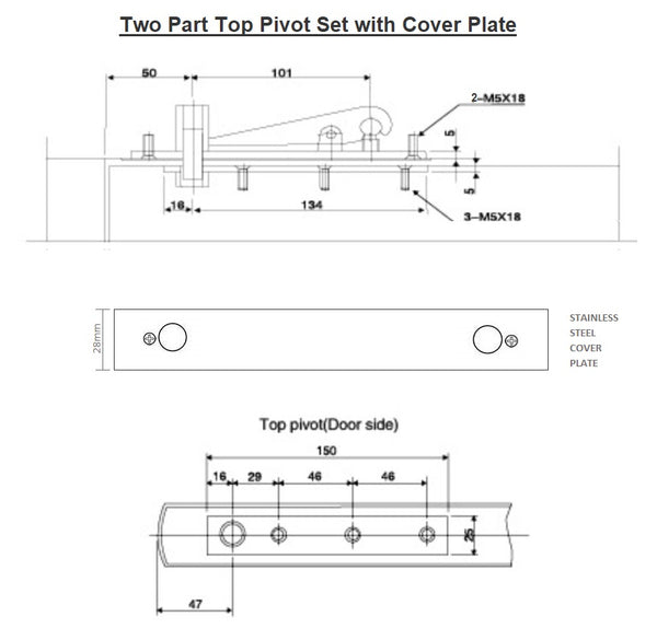 Heavy Duty Pivot Door Hinge Set